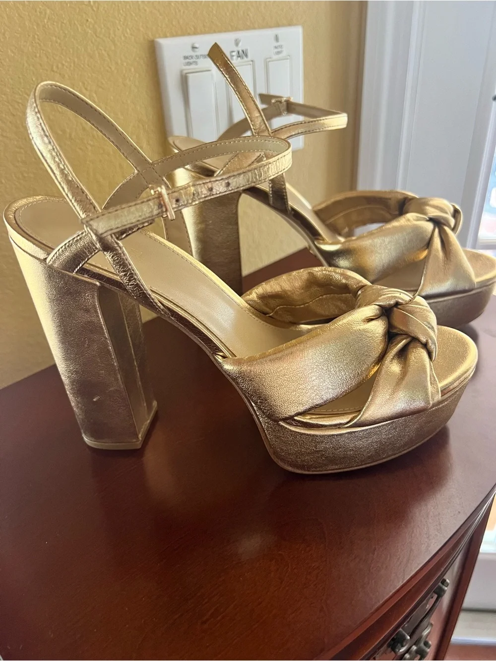 Michael Kors Metallic Gold Platform Knot Sandals